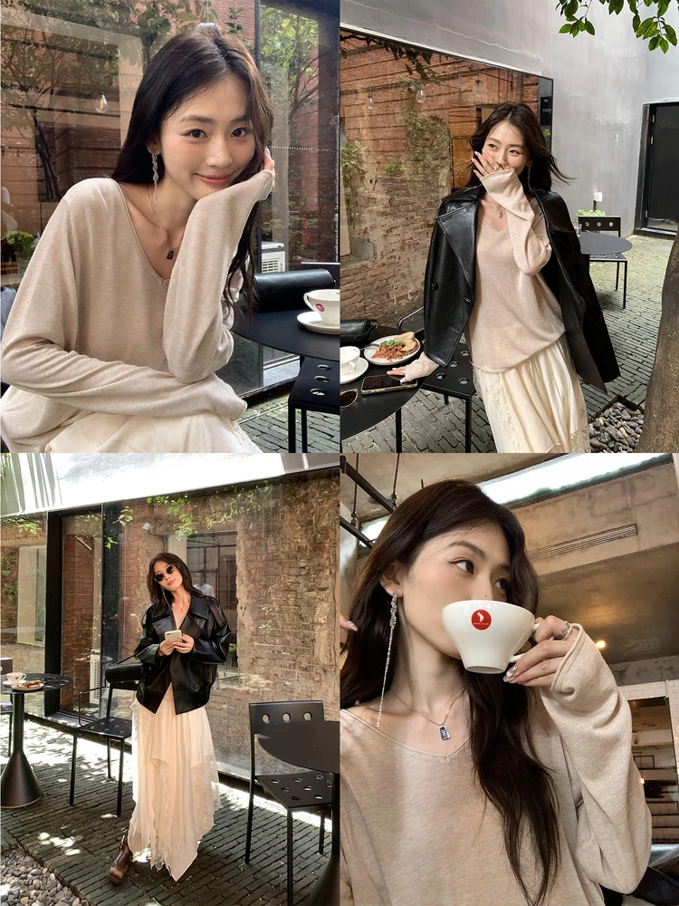 Pusumede Basic Versatile V-Ne Knitwear Long Sve Women's T-irt Base irt Ele High-End Feeling Top Casual Sle Loo...
Pusumede Basic Versatile V-Ne Knitwear Long Sve Women's T-irt Base irt Ele High-End Feeling Top Casual Sle Loo...