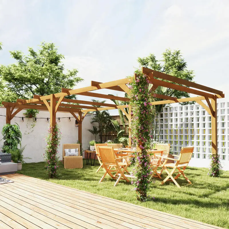 Outsunny 20' x 10' Wood Pergola, Outdoor Gazebo Grape Trellis with Stable Structure for Climbing Plant Support, Dark Brown
Outsunny 20' x 10' Wood Pergola, Outdoor Gazebo Grape Trellis with Stable Structure for Climbing Plant Support, Dark Brown