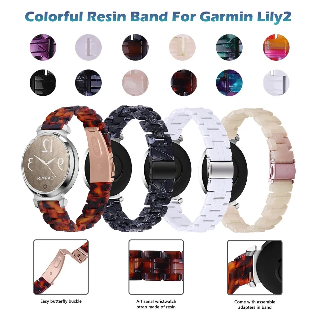 Fashion Resin Band for Garmin Lily 2 Watch Strap Metal Butterfly Buckle Quick Release Band for Garmin Lily 2 Strap Accessorie
Fashion Resin Band for Garmin Lily 2 Watch Strap Metal Butterfly Buckle Quick Release Band for Garmin Lily 2 Strap Accessorie