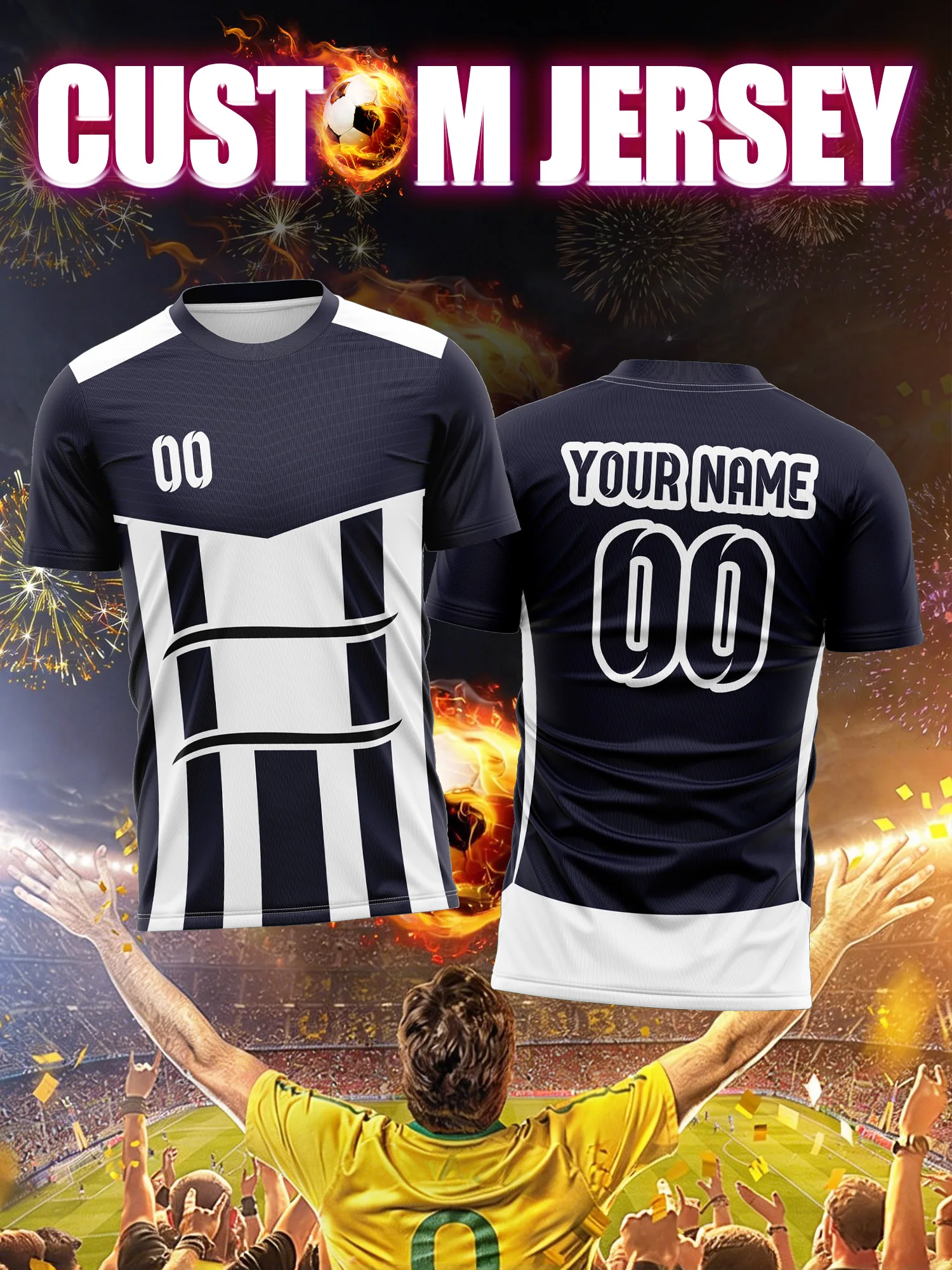 Custom Image Number Name Soccer Jersey, Low Light Visible, Safe Night Training Soccer Shirt
Custom Image Number Name Soccer Jersey, Low Light Visible, Safe Night Training Soccer Shirt