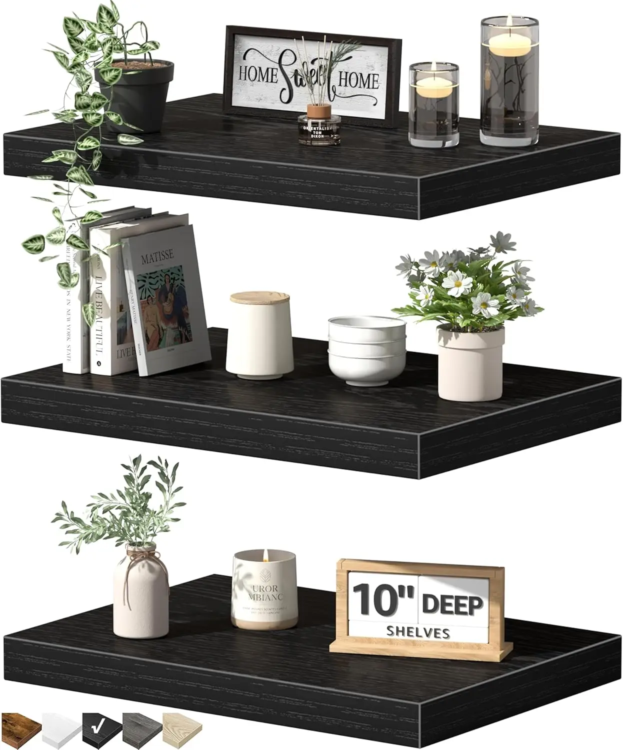 10" Deep Floating Shelves for Wall - 10 x 16 inch Book Shelf Bathroom Bedroom Kitchen Living Room Hanging Bookshelf Far
10" Deep Floating Shelves for Wall - 10 x 16 inch Book Shelf Bathroom Bedroom Kitchen Living Room Hanging Bookshelf Far
