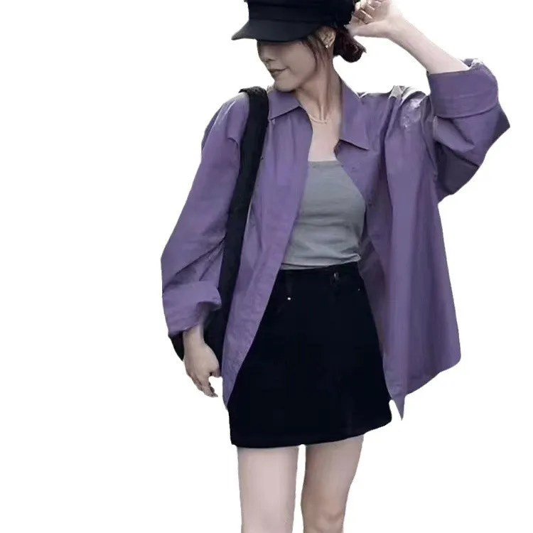 2025 Purple Long Sleeve Shirt Women Casual Loose Blouse With Collar
2025 Purple Long Sleeve Shirt Women Casual Loose Blouse With Collar