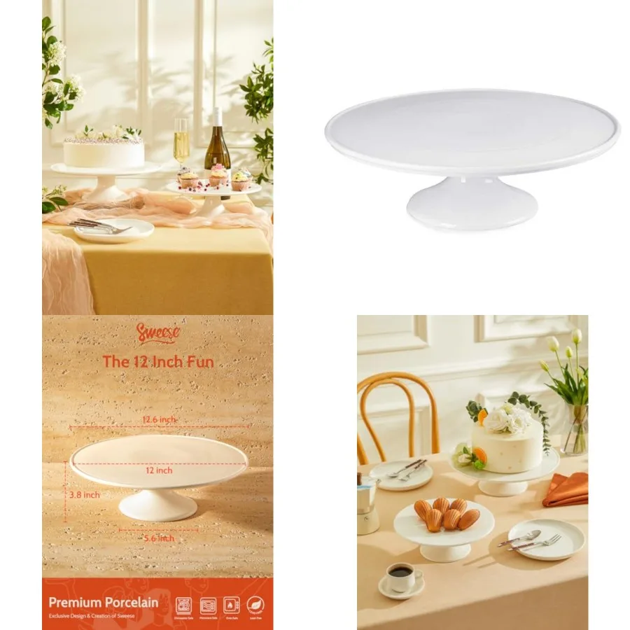 Porcelain Cake Stand 12-Inch, Round Dessert Display, Elegant White Cupcake Holder for Celebrations, Weddings, Parties Versatile
Porcelain Cake Stand 12-Inch, Round Dessert Display, Elegant White Cupcake Holder for Celebrations, Weddings, Parties Versatile