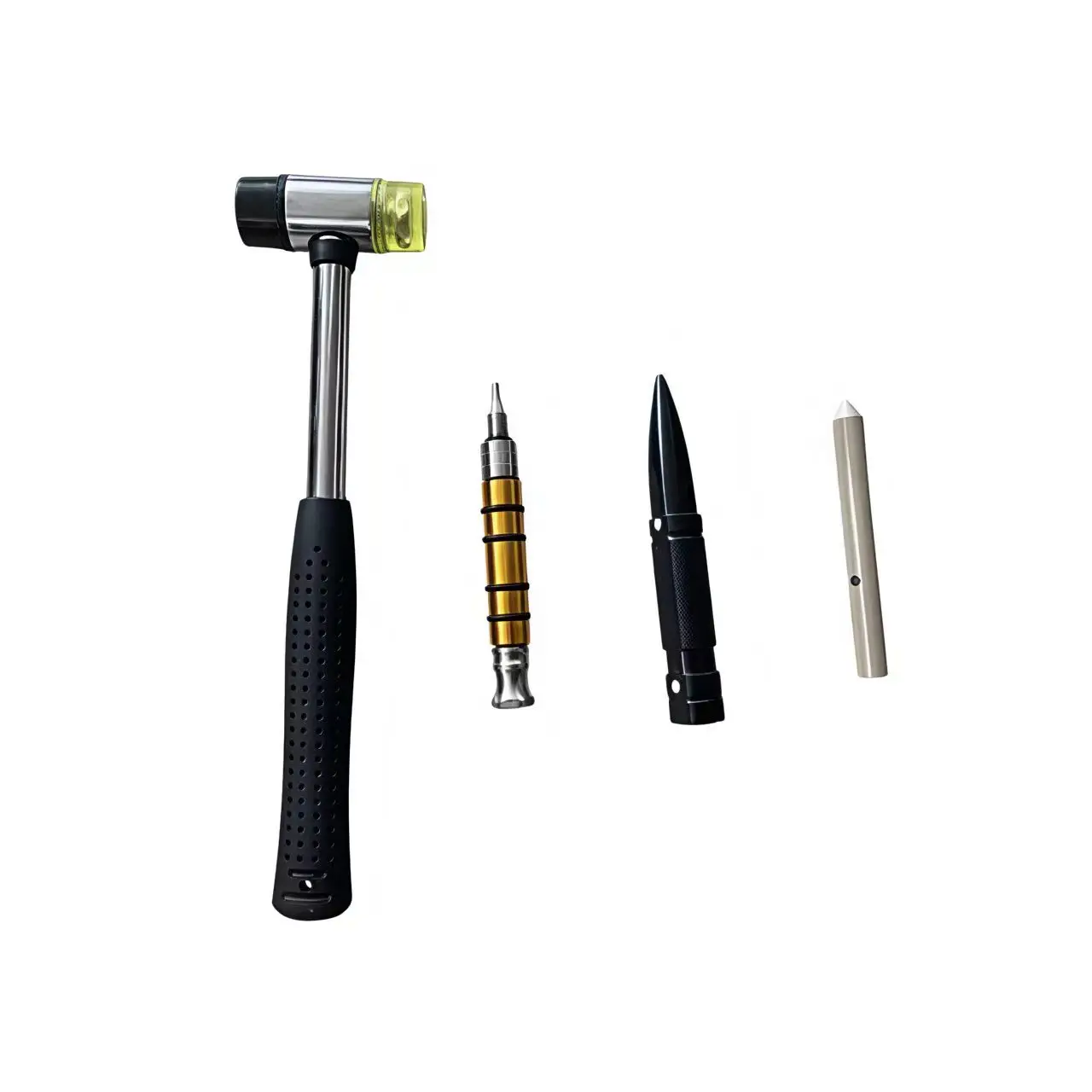 Набор для беспокрасочного удаления вмятин: молоток для установки сменных двухцветных головок 25 мм со стальной ручкой + 3 резцовых карандаша, 4 предмета
Набор для беспокрасочного удаления вмятин: молоток для установки сменных двухцветных головок 25 мм со стальной ручкой + 3 резцовых карандаша, 4 предмета