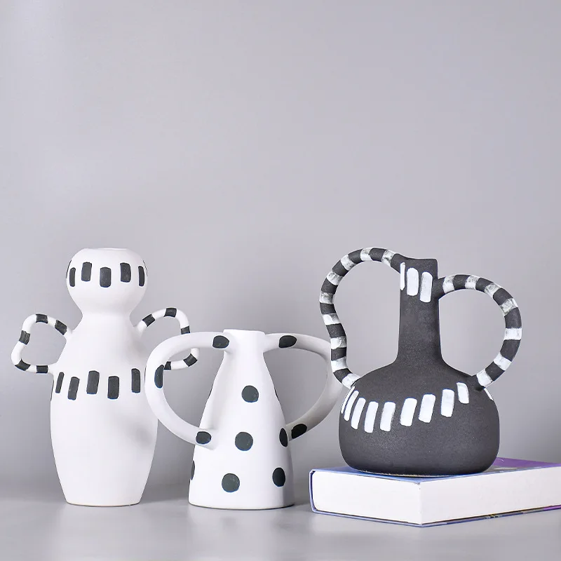 Ceramic Vase Black and White Stripes Flower Arrangement Hydroponics Handicraft Accessories Home Decoration Vases Pots
Ceramic Vase Black and White Stripes Flower Arrangement Hydroponics Handicraft Accessories Home Decoration Vases Pots