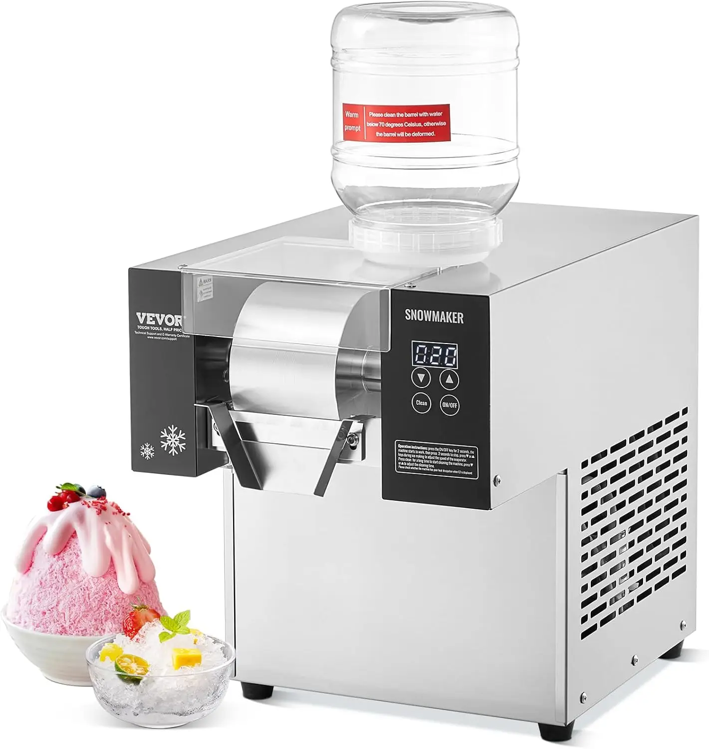 Commercial Snowflake Ice Machine, 375LBS/24H Snowflake Ice Maker, Stainless Steel Ice Shaver Machine, Electric Snow Cone
Commercial Snowflake Ice Machine, 375LBS/24H Snowflake Ice Maker, Stainless Steel Ice Shaver Machine, Electric Snow Cone