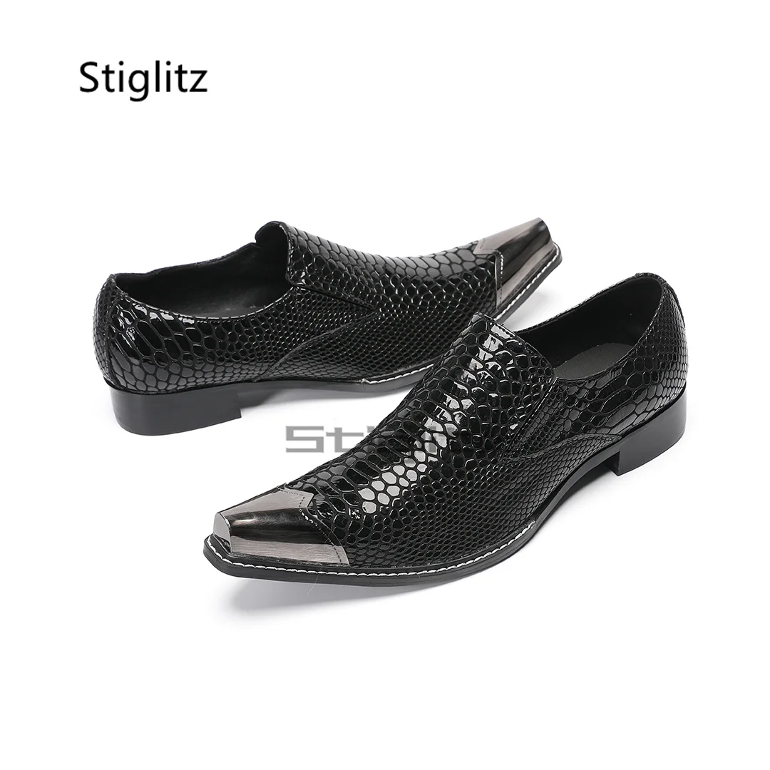 Alligator Leather Black Men's Shoes Metal Pointed Toe Genuine Leather Dress Slip On Business Formal Shoes Wedding Party Shoes
Alligator Leather Black Men's Shoes Metal Pointed Toe Genuine Leather Dress Slip On Business Formal Shoes Wedding Party Shoes