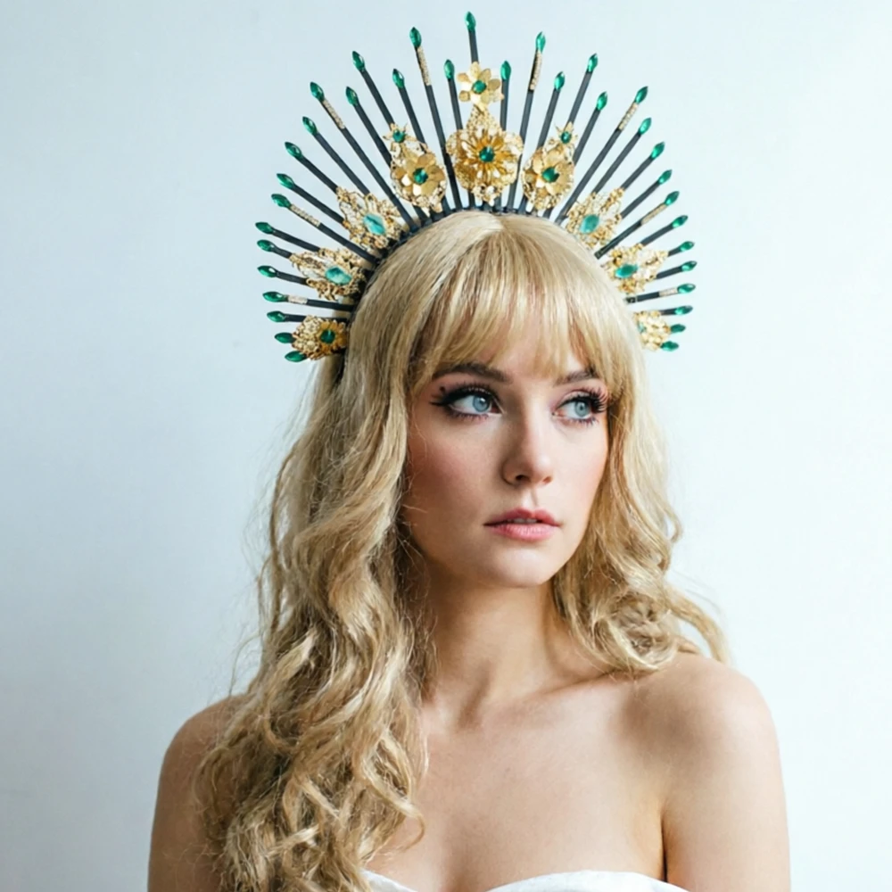 Gothic Halo Crown Headpiece Baroque Queen Princess Crown Hairband Sun Goddess Tiara
Gothic Halo Crown Headpiece Baroque Queen Princess Crown Hairband Sun Goddess Tiara