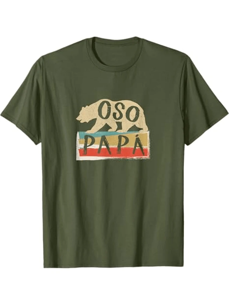 Vintage Spanish Papa Bear Oso Graphic with Retro Papa Bear design-100% cotton casual round neck printed men's T-shirt.
Vintage Spanish Papa Bear Oso Graphic with Retro Papa Bear design-100% cotton casual round neck printed men's T-shirt.