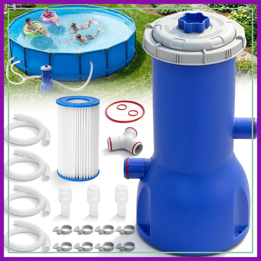 Above Ground Pool Pump, 1000 GPH Filter Pump with Cartridge, Circulation & Safety Filtration, Crystal Clear Water
Above Ground Pool Pump, 1000 GPH Filter Pump with Cartridge, Circulation & Safety Filtration, Crystal Clear Water