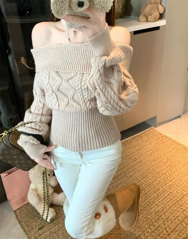 Autumn Winter Y2k Pullover Slim Fit Jumpers Sexy Slash Neck Knitted Sweater Casual Long Sleeve Korean Fashion Korean Pullovers
Autumn Winter Y2k Pullover Slim Fit Jumpers Sexy Slash Neck Knitted Sweater Casual Long Sleeve Korean Fashion Korean Pullovers