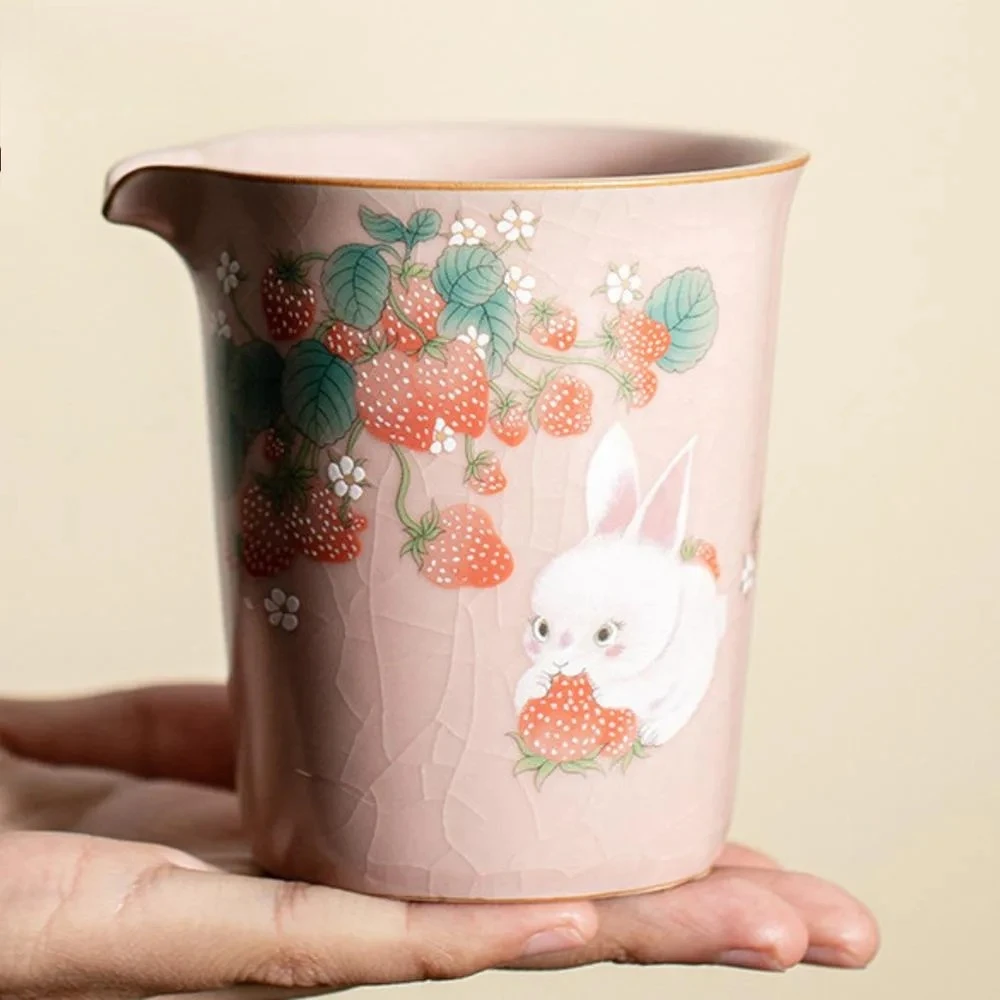 230ml Handmade Pink Ru Kiln Tea Pitcher Retro Strawberry Rabbit Tea-separating Cha Hai Household Justice Cup for Tea Supplies
230ml Handmade Pink Ru Kiln Tea Pitcher Retro Strawberry Rabbit Tea-separating Cha Hai Household Justice Cup for Tea Supplies