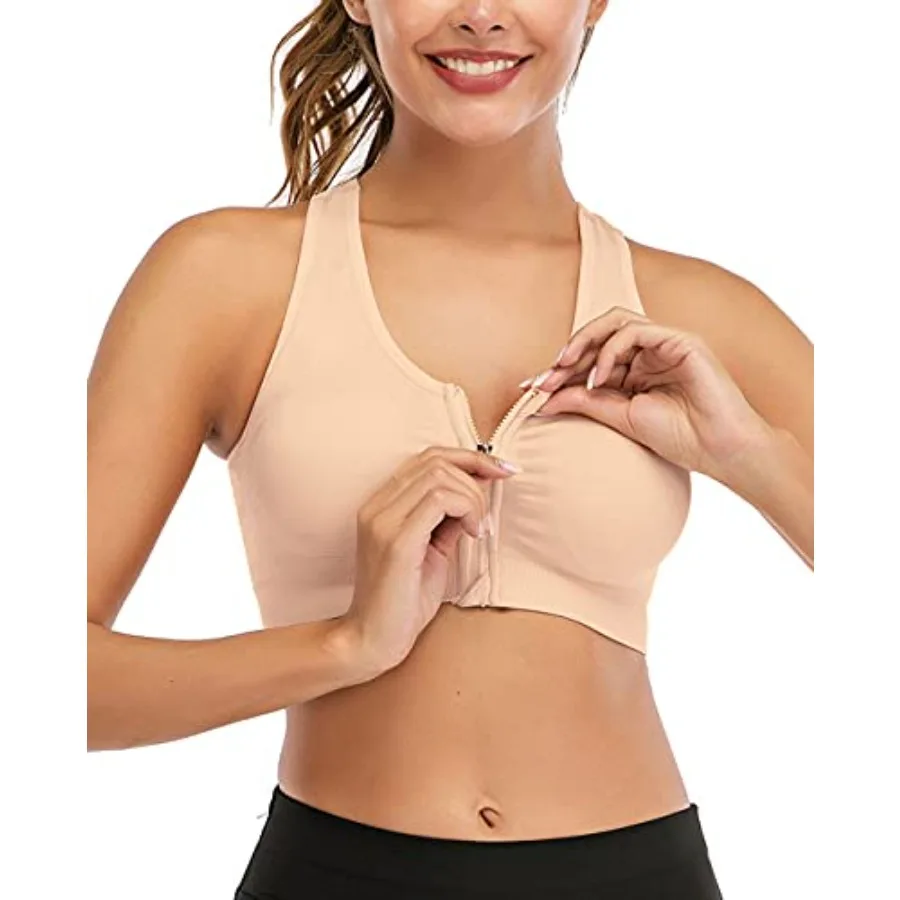 Womens Zip Front Sports Bra Wireless Post-Surgery Bra Padded Strappy Support Yoga Exercise Athletic Bras
Womens Zip Front Sports Bra Wireless Post-Surgery Bra Padded Strappy Support Yoga Exercise Athletic Bras