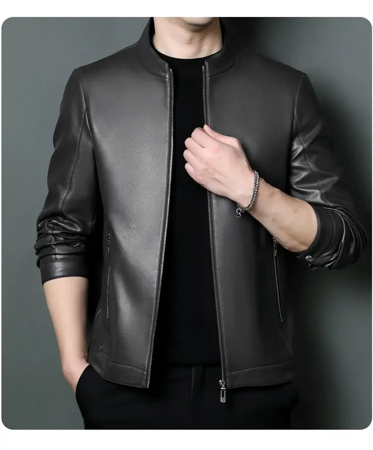 Genuine Leather Jacket Men Winter Fleece Motorcycle PU Male Stand Collar Casual Windbreaker Slim Coat T694
Genuine Leather Jacket Men Winter Fleece Motorcycle PU Male Stand Collar Casual Windbreaker Slim Coat T694