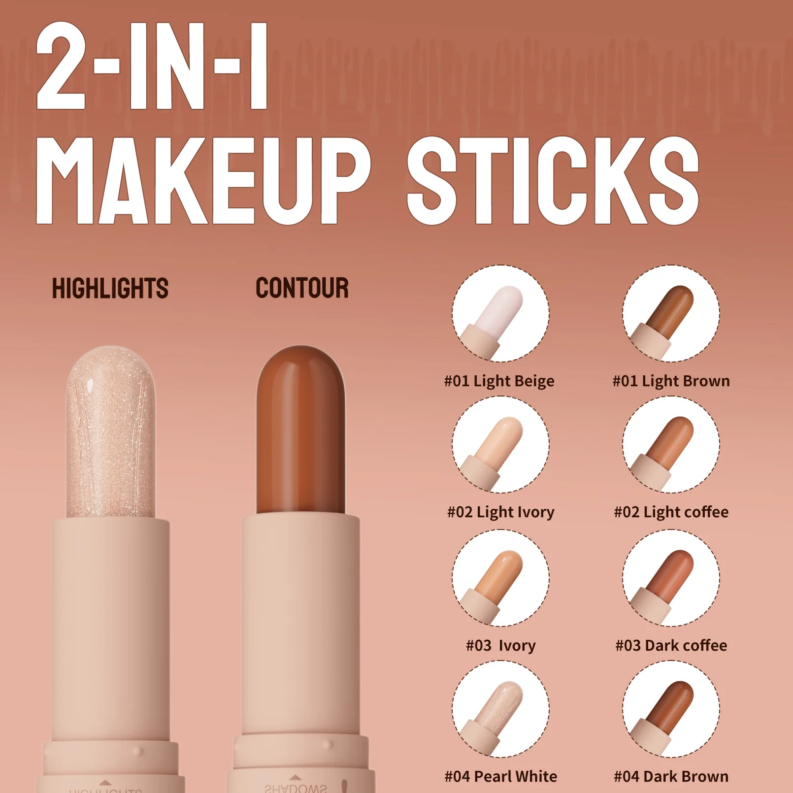 3D Contour Double Head Stick Highlighter Brightening Shadow Shading for Face 2 in 1 Cross Border Makeup Essential
3D Contour Double Head Stick Highlighter Brightening Shadow Shading for Face 2 in 1 Cross Border Makeup Essential