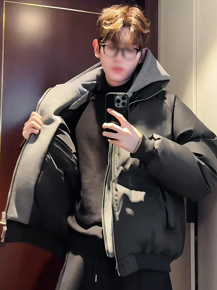 Men's Winter Jaet Fake Two-Piece Color Blo PU Leather Hooded Thiened Warm Bread Cotton Coat Stand Fit Online Exclusive
Men's Winter Jaet Fake Two-Piece Color Blo PU Leather Hooded Thiened Warm Bread Cotton Coat Stand Fit Online Exclusive