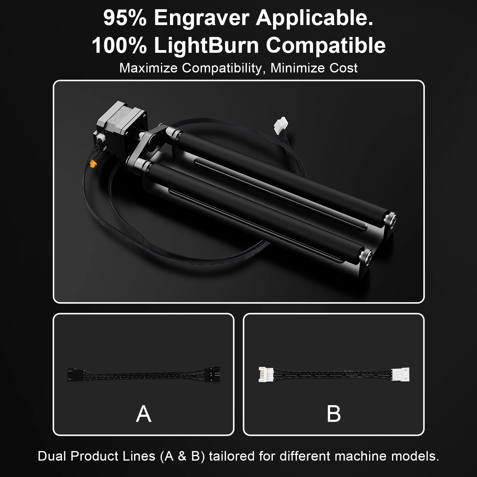 Laservii LR1 Rotary Module for Laser Engraver, Universal Roller Chuck for Cylindrical Objects, Compatible LightBurn LaserGRBL
Laservii LR1 Rotary Module for Laser Engraver, Universal Roller Chuck for Cylindrical Objects, Compatible LightBurn LaserGRBL