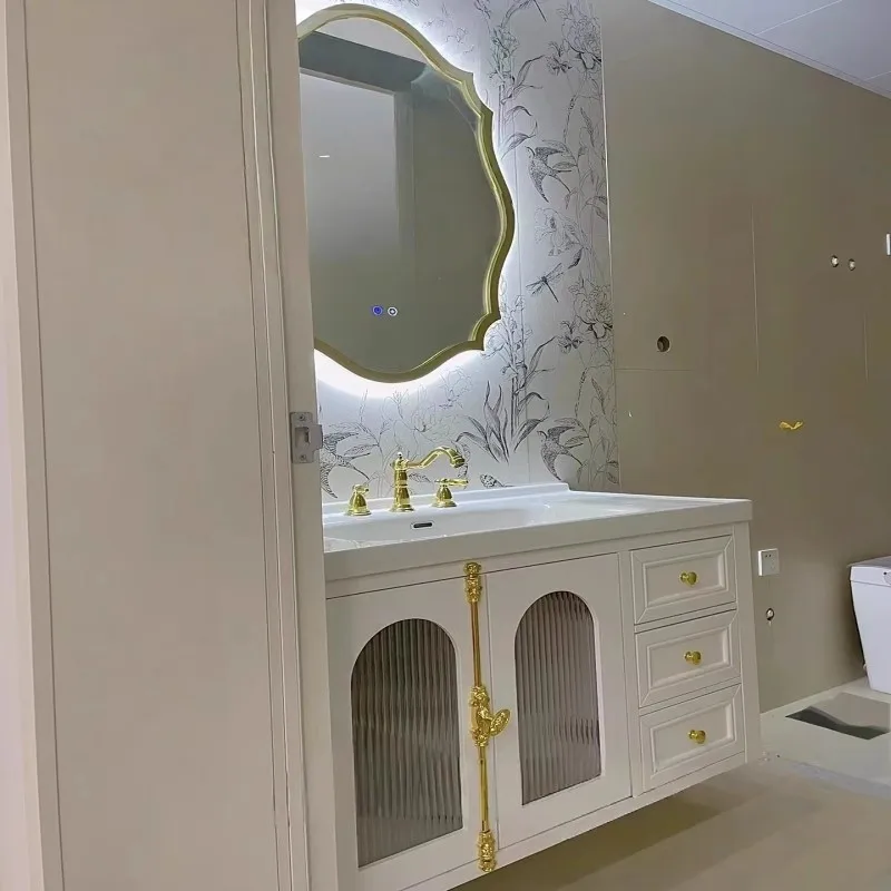 American Light Luxury Bathroom Cabinet Wash Table Face Wash Basin Cabinet Ceramic Combination Mobile Per Bagno Furniture
American Light Luxury Bathroom Cabinet Wash Table Face Wash Basin Cabinet Ceramic Combination Mobile Per Bagno Furniture