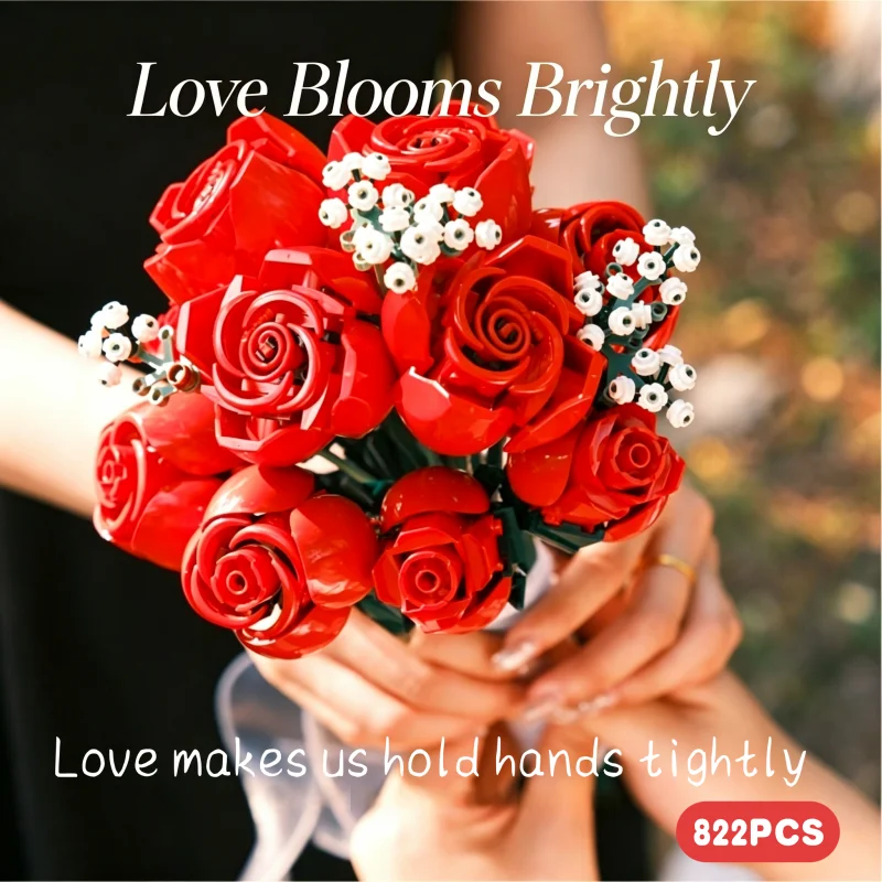 New 822PC Romantic Rose Flower Bouquet Building Blocks Valentine's Day Gift for Women/Men for Home Decor Gifts for Anniversary
New 822PC Romantic Rose Flower Bouquet Building Blocks Valentine's Day Gift for Women/Men for Home Decor Gifts for Anniversary