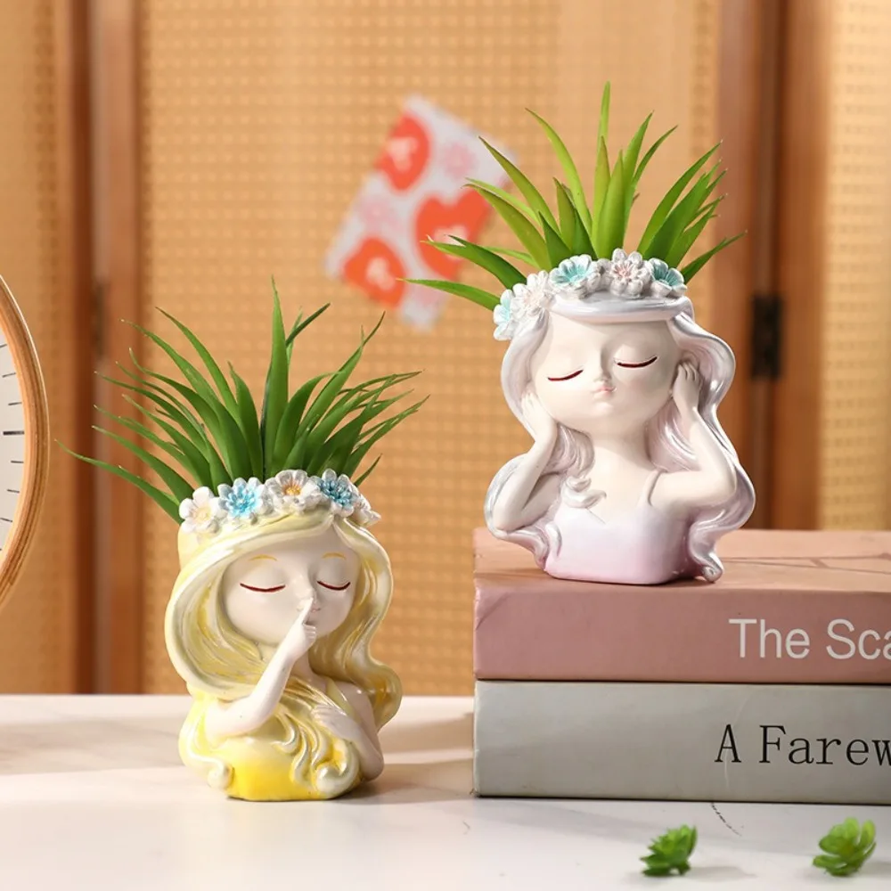 Cute Fairy Head Plant Pot Resin Crafts Handmade Girl Face Flowerpot Cartoon Waterproof Figure Planter Living Room Balcony
Cute Fairy Head Plant Pot Resin Crafts Handmade Girl Face Flowerpot Cartoon Waterproof Figure Planter Living Room Balcony