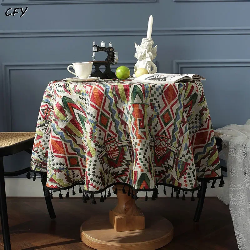 Boho Cotton Linen Knitting with Black Tassels Round Tablecloth Coffee Table Cover Table Round Tablecloth Picnic Mat Table Cover
Boho Cotton Linen Knitting with Black Tassels Round Tablecloth Coffee Table Cover Table Round Tablecloth Picnic Mat Table Cover
