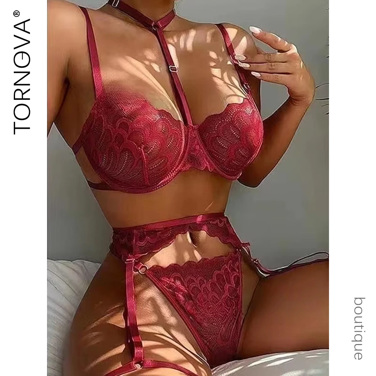 Tornova Sexy Interesting Underwear For Women Halter Bra Garter Belt Girdle Suit Solid Color Mesh See-Through Sexy Lingerie Set
Tornova Sexy Interesting Underwear For Women Halter Bra Garter Belt Girdle Suit Solid Color Mesh See-Through Sexy Lingerie Set