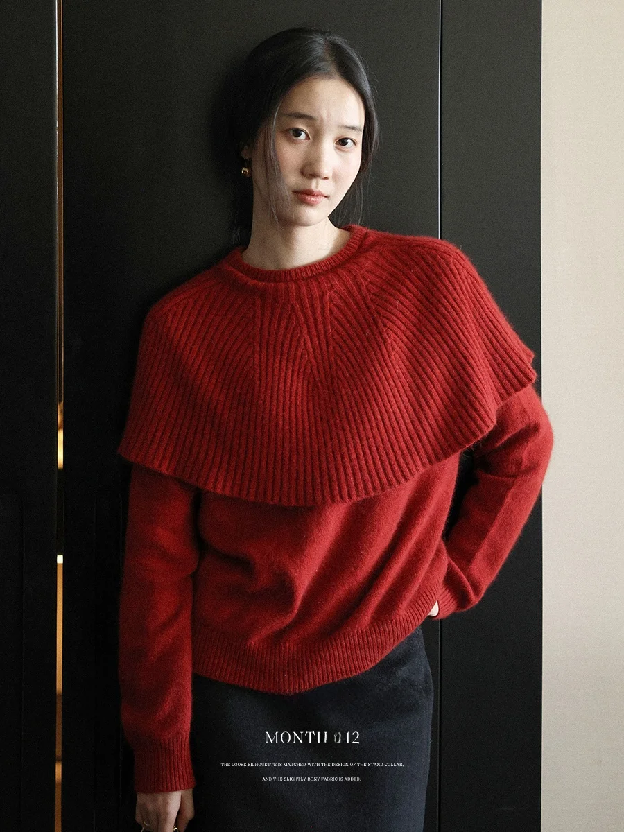 Lalaglow Christmas Holiday Bear Fur Loose Knitted Scarf Red Sweater Women's Fashion Commute Style Long Sleeve round Neck Warm
Lalaglow Christmas Holiday Bear Fur Loose Knitted Scarf Red Sweater Women's Fashion Commute Style Long Sleeve round Neck Warm