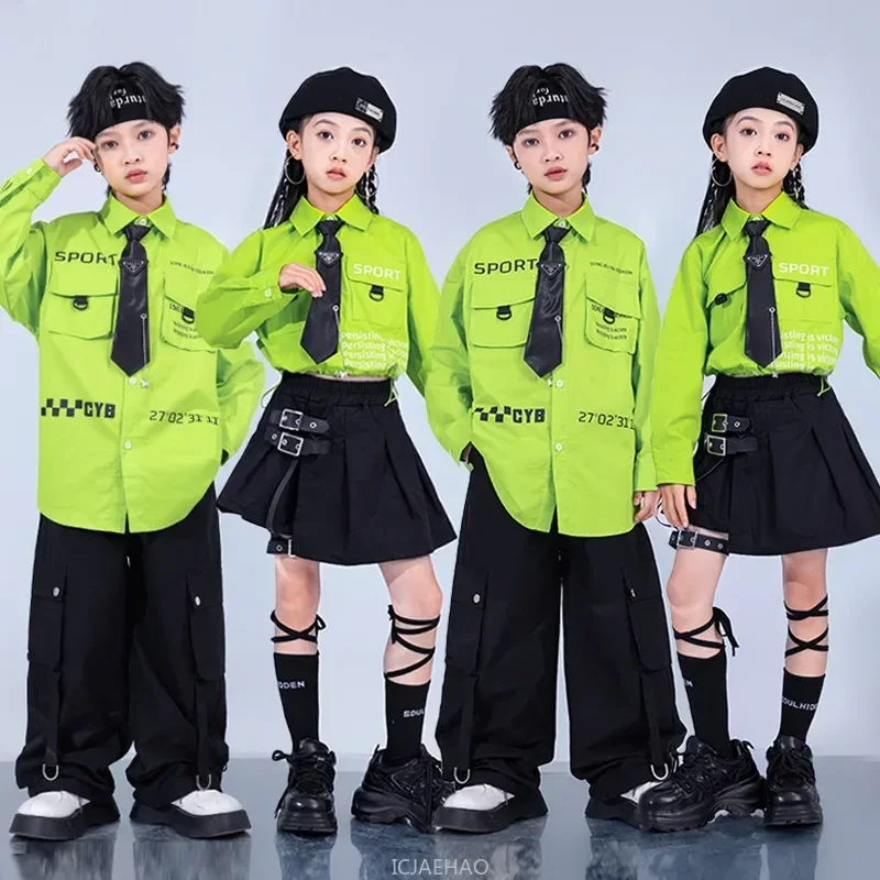 Kid Hip Hop Clothing for Girl Boy Jazz Dance Costumes Green Crop Long Shirt Black Casual Strap Cargo Pants Pleated Skirt Clothes
Kid Hip Hop Clothing for Girl Boy Jazz Dance Costumes Green Crop Long Shirt Black Casual Strap Cargo Pants Pleated Skirt Clothes