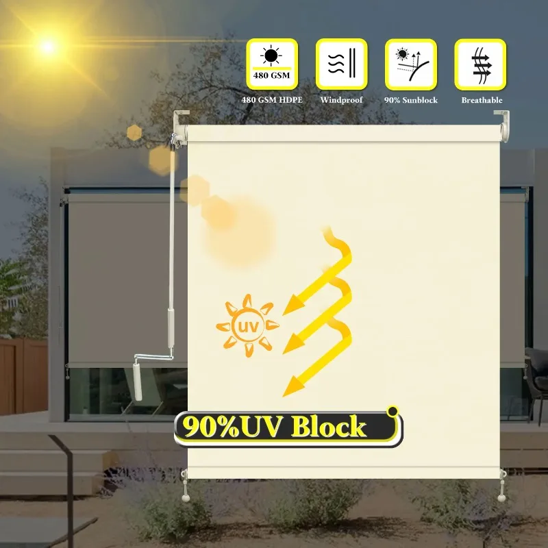 Size Outdoor Window Shades with Handle Blackout Cordless Roller Shade for Patio Balcony Easy to Install
Size Outdoor Window Shades with Handle Blackout Cordless Roller Shade for Patio Balcony Easy to Install