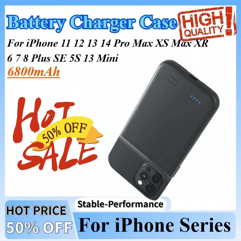 6800mAh For IPhone XR 6 7 8 Plus 12 13 11 14 Pro Max XS MaxSE 5S 13 Mini Portable Power Bank Charging Battery Charger Case
6800mAh For IPhone XR 6 7 8 Plus 12 13 11 14 Pro Max XS MaxSE 5S 13 Mini Portable Power Bank Charging Battery Charger Case