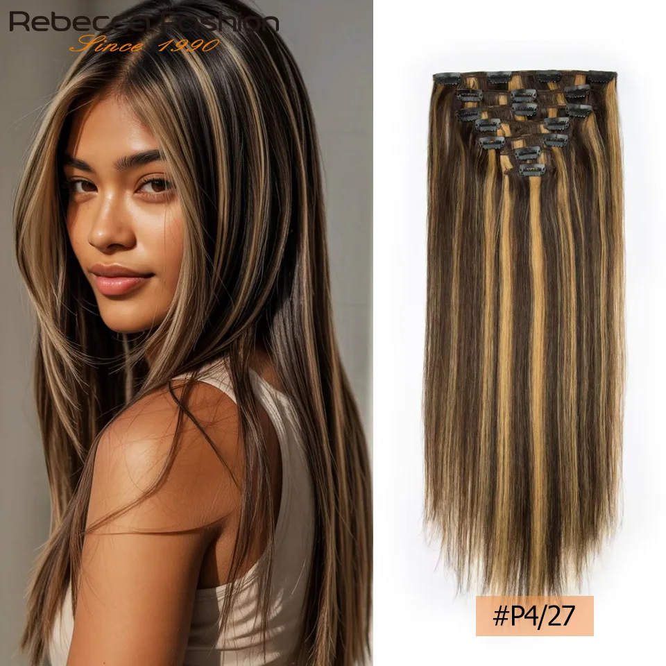 Clip In Hair Extensions Human Hair Clip In For Women Straight Double Weft Hair Extensions 7pcs/Set P4/27 Brown Honey Blonde 613
Clip In Hair Extensions Human Hair Clip In For Women Straight Double Weft Hair Extensions 7pcs/Set P4/27 Brown Honey Blonde 613