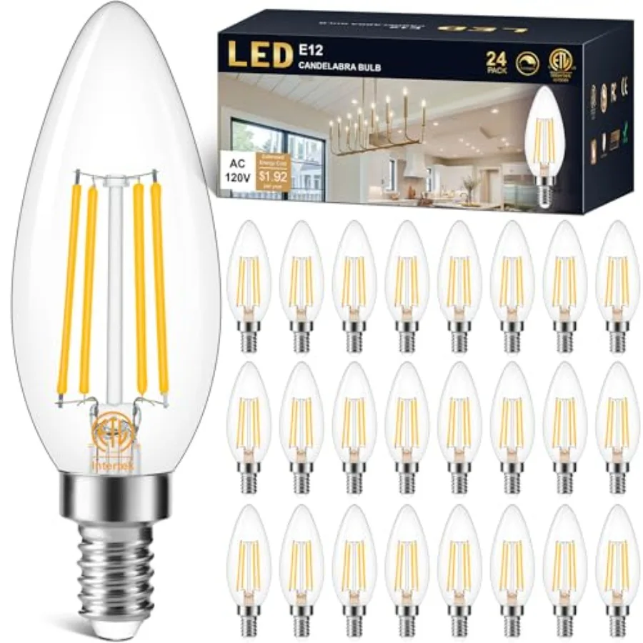 E12 LED Bulb Dimmable, LED Candelabra Bulbs 60Watt Equivalent, Small Base Type B Light Bulbs, Candle Shape Chandelier Light Bul
E12 LED Bulb Dimmable, LED Candelabra Bulbs 60Watt Equivalent, Small Base Type B Light Bulbs, Candle Shape Chandelier Light Bul