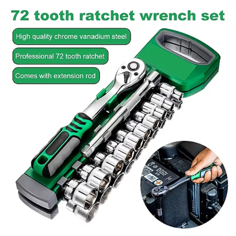 72 Tooth Socket Sleeve Wrench Set 1/4" 3/8" Wear-resisting Ratchet Wrench Socket Cr-V High Hardness Auto Repair Spanner Tool
72 Tooth Socket Sleeve Wrench Set 1/4" 3/8" Wear-resisting Ratchet Wrench Socket Cr-V High Hardness Auto Repair Spanner Tool