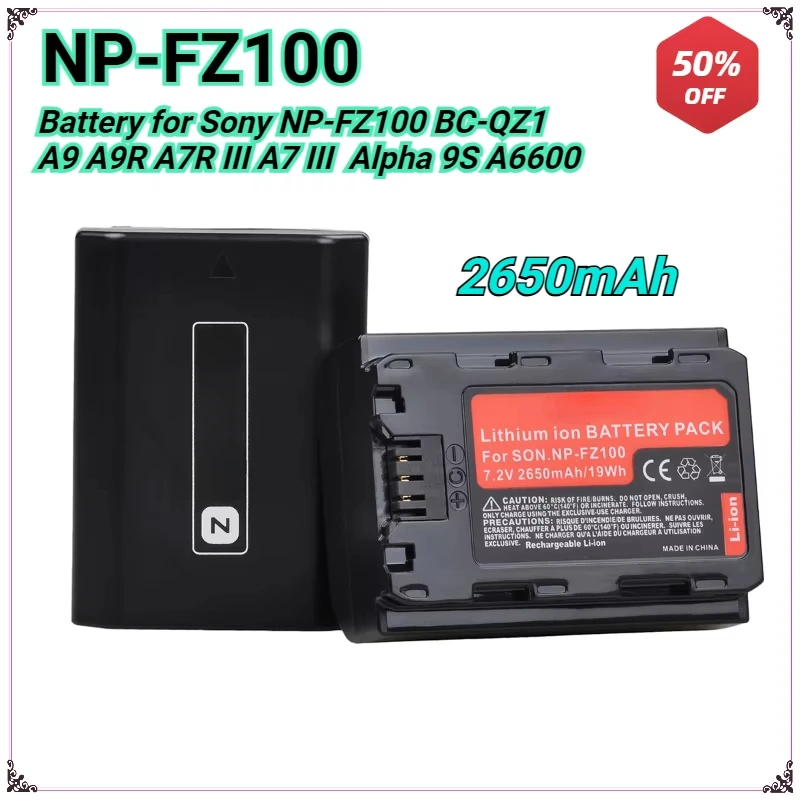 2650mAh NP-FZ100 NPFZ100 NP FZ100 +Charger Battery for Sony NP-FZ100 BC-QZ1 Sony A9 A9R A7R III A7 III A6600 Digital Battery
2650mAh NP-FZ100 NPFZ100 NP FZ100 +Charger Battery for Sony NP-FZ100 BC-QZ1 Sony A9 A9R A7R III A7 III A6600 Digital Battery