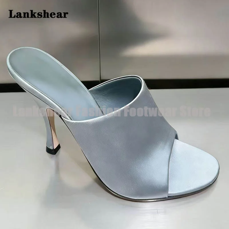 Blue Satin Slip On Mules Slippers Round Peep Toe Women Shoes Luxury Designer Party Dress Shoes Sandalias De Mujer Verano
Blue Satin Slip On Mules Slippers Round Peep Toe Women Shoes Luxury Designer Party Dress Shoes Sandalias De Mujer Verano