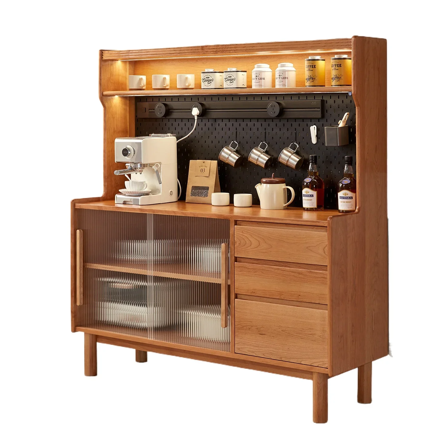 North American cherry wood solid wood dining side cabinet integrated against the wall tea cabinet small apartment living room
North American cherry wood solid wood dining side cabinet integrated against the wall tea cabinet small apartment living room