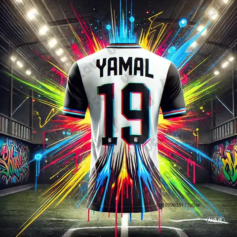 New ChatGPT Design Street Graffiti Yamal #19 Football Jersey T-shirt Summer Short Sleeve Sports Tees Casual Kids/Adult Tops