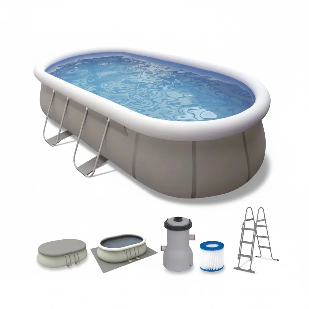 Oval Steel Frame Pool, 5m x 3.05m x 1.22m Heavy Duty PVC Above Ground Swimming Pool with 800gal Sand Pump, Family Garden Pool
Oval Steel Frame Pool, 5m x 3.05m x 1.22m Heavy Duty PVC Above Ground Swimming Pool with 800gal Sand Pump, Family Garden Pool