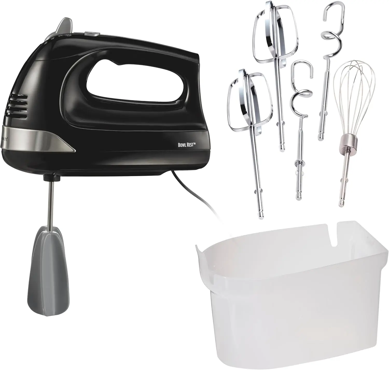 6-Speed Electric Hand Mixer with Whisk, Dough Hooks and Easy Clean Beaters, Powerful 275 Watt Motor, Snap-On Storage Case
6-Speed Electric Hand Mixer with Whisk, Dough Hooks and Easy Clean Beaters, Powerful 275 Watt Motor, Snap-On Storage Case