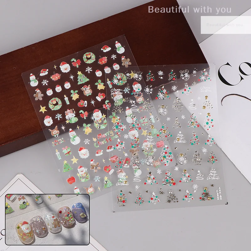 Cartoon Nail Stickers 5D Embossed Bow Christmas Tree Crystal Diamond Cute Winter Xmas Engraved Manicure Tips
Cartoon Nail Stickers 5D Embossed Bow Christmas Tree Crystal Diamond Cute Winter Xmas Engraved Manicure Tips