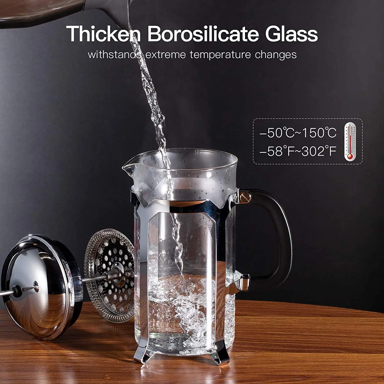 B62B-French Press Coffee Maker,Press System,Heat Resistant Thickened Borosilicate Glass,Durable Easy Clean
B62B-French Press Coffee Maker,Press System,Heat Resistant Thickened Borosilicate Glass,Durable Easy Clean