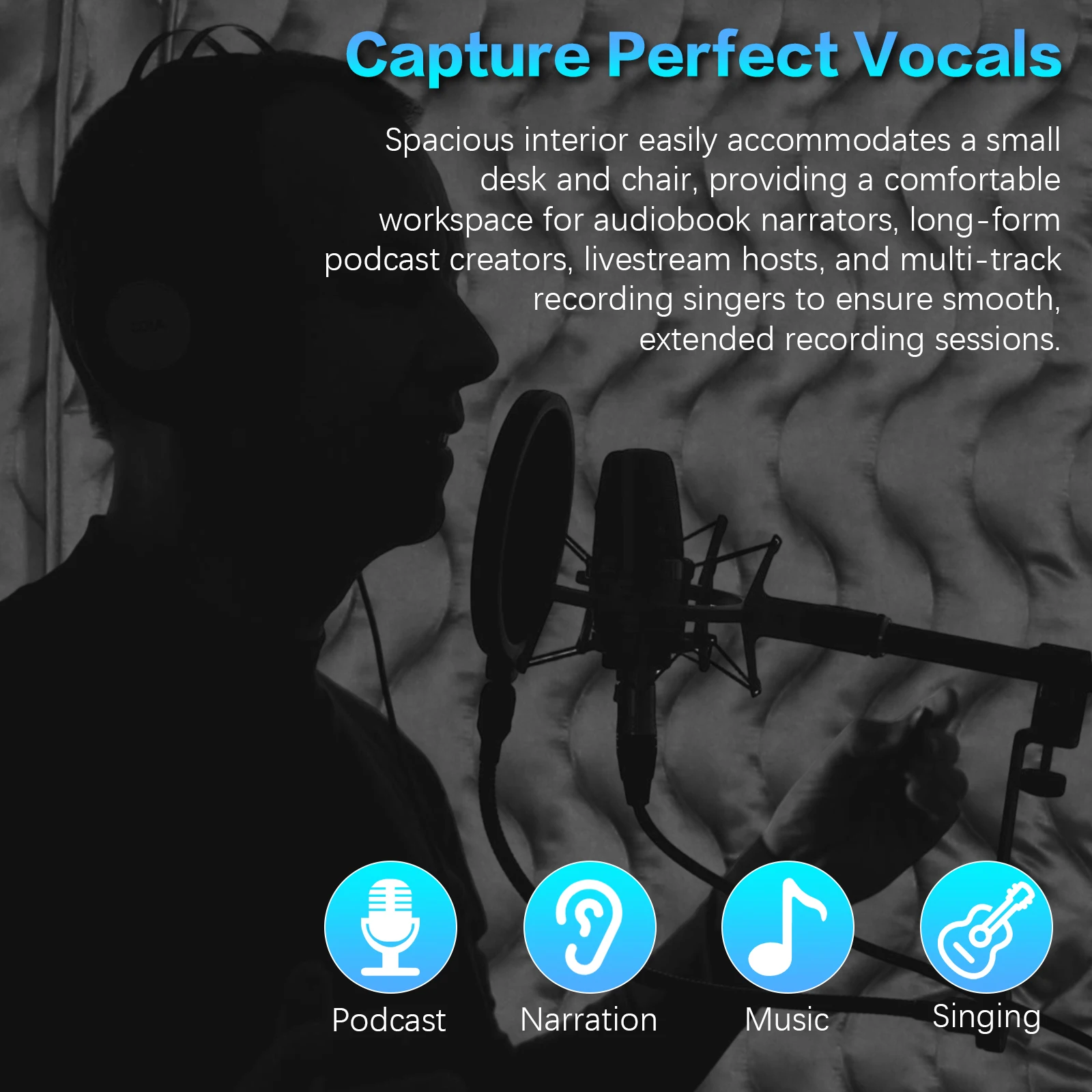360 ° Портативная звуконепроницаемая кабина для записи с легкой установкой и толстыми акустическими матами для озвучивания, подкастов и музыки
360 ° Портативная звуконепроницаемая кабина для записи с легкой установкой и толстыми акустическими матами для озвучивания, подкастов и музыки