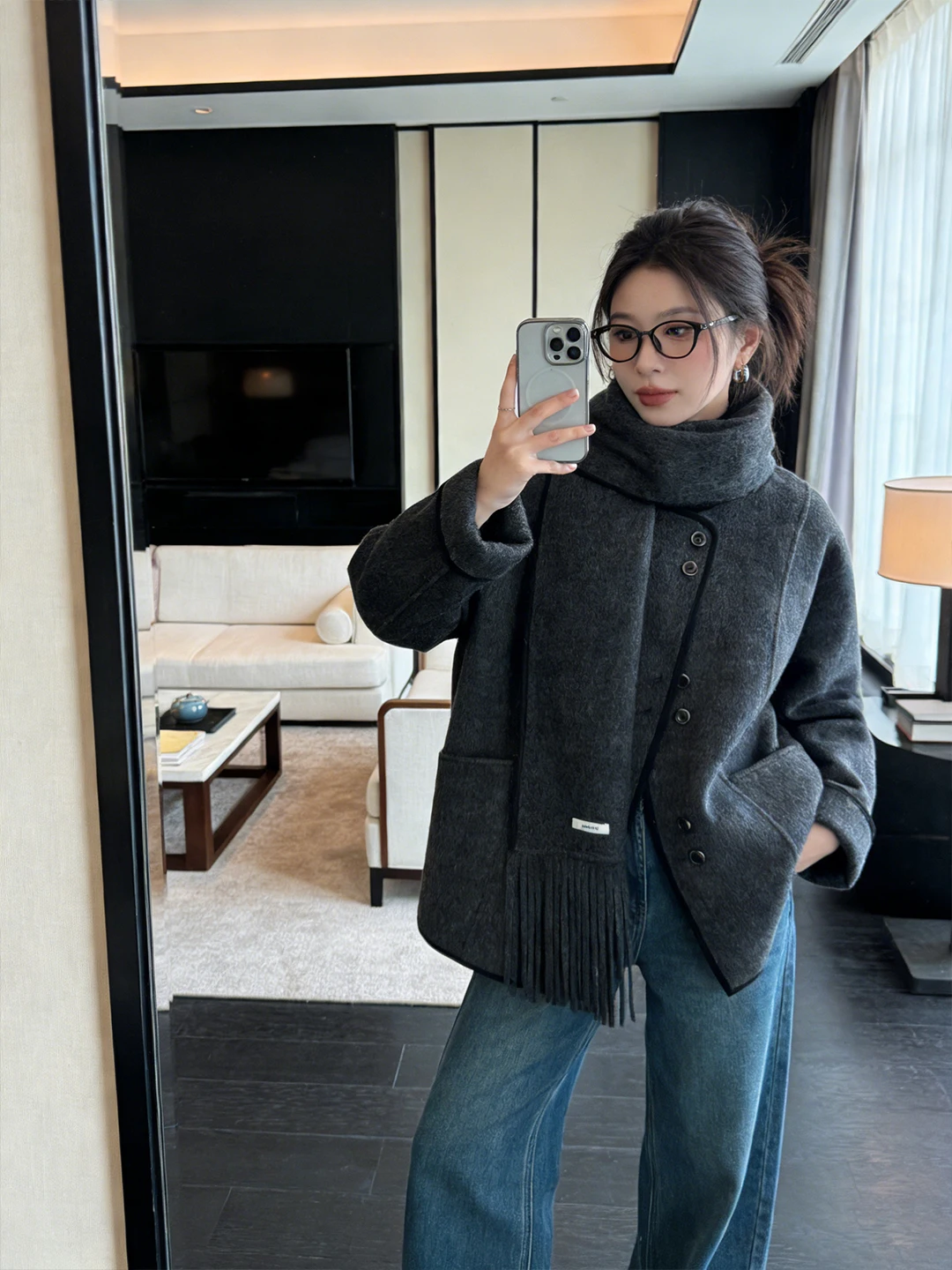 Ele Double-Sided Woolen Coat Sli Slimming Autumn Winter New Arrival Scarf Included Korean Sle Straight Cut Long Sve
Ele Double-Sided Woolen Coat Sli Slimming Autumn Winter New Arrival Scarf Included Korean Sle Straight Cut Long Sve