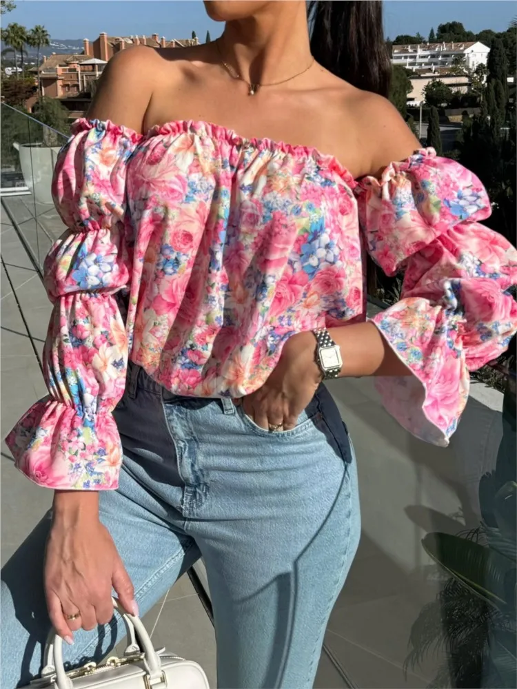 Summer Floral Print Sexy Slash Neck Shirt Women Elegant Fashion Off Shoulder Blouse For Women 2025 Casual Loose Ruffles Tops
Summer Floral Print Sexy Slash Neck Shirt Women Elegant Fashion Off Shoulder Blouse For Women 2025 Casual Loose Ruffles Tops