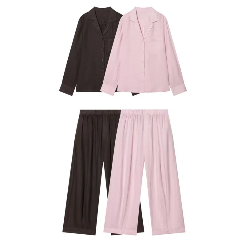 Women's Suit 2026 Summer New Style Solid Color Long Sleeve Simple Shirt Loose Pants Set Casual Fashion Lazy Personality
Women's Suit 2026 Summer New Style Solid Color Long Sleeve Simple Shirt Loose Pants Set Casual Fashion Lazy Personality