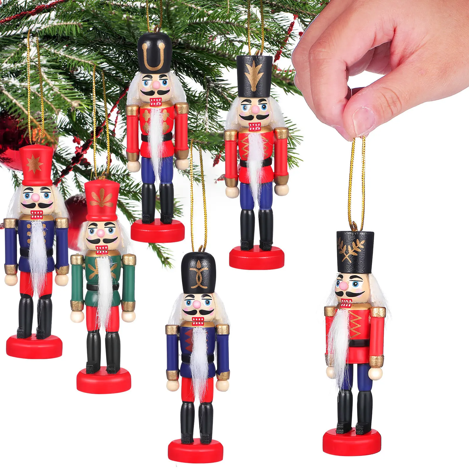 6Pcs Colorful Wooden Nutcracker Hanging Ornaments Xmas Tree Decor Holiday Season Decorations Versatile Home Restaurant Coffee
6Pcs Colorful Wooden Nutcracker Hanging Ornaments Xmas Tree Decor Holiday Season Decorations Versatile Home Restaurant Coffee