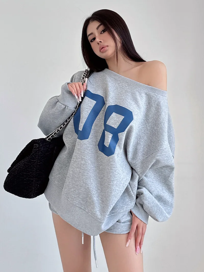 American Loose Letter Off Shoulder Sloping Hoodie For Women's Street Casual Top Loose Casual Sweatshirt Fashion Women
American Loose Letter Off Shoulder Sloping Hoodie For Women's Street Casual Top Loose Casual Sweatshirt Fashion Women