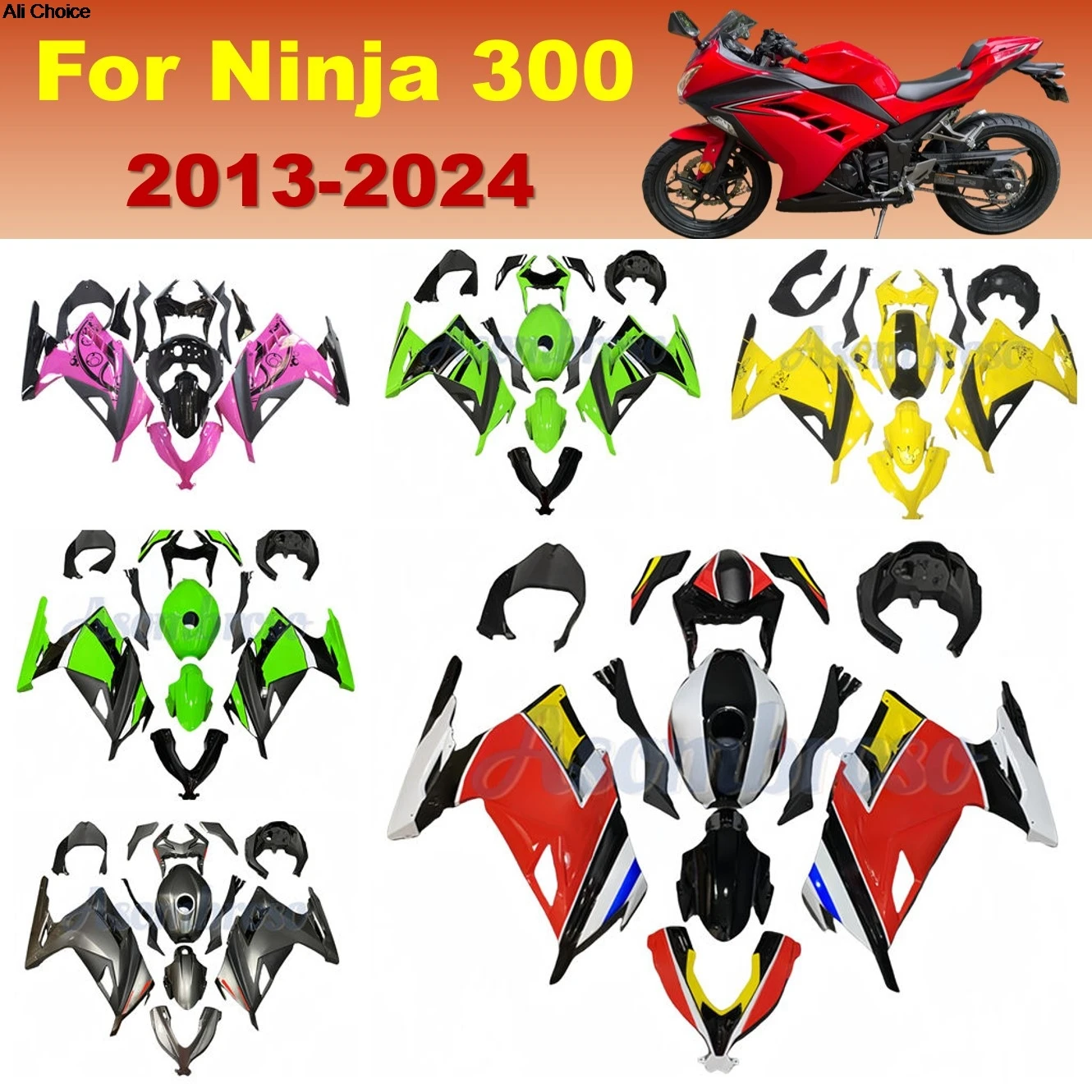 For KAWASAKI Ninja300 2013-2024 2017 EX300 Ninja 300 Customizable Motorcycle Bodywork Fairing kit
For KAWASAKI Ninja300 2013-2024 2017 EX300 Ninja 300 Customizable Motorcycle Bodywork Fairing kit