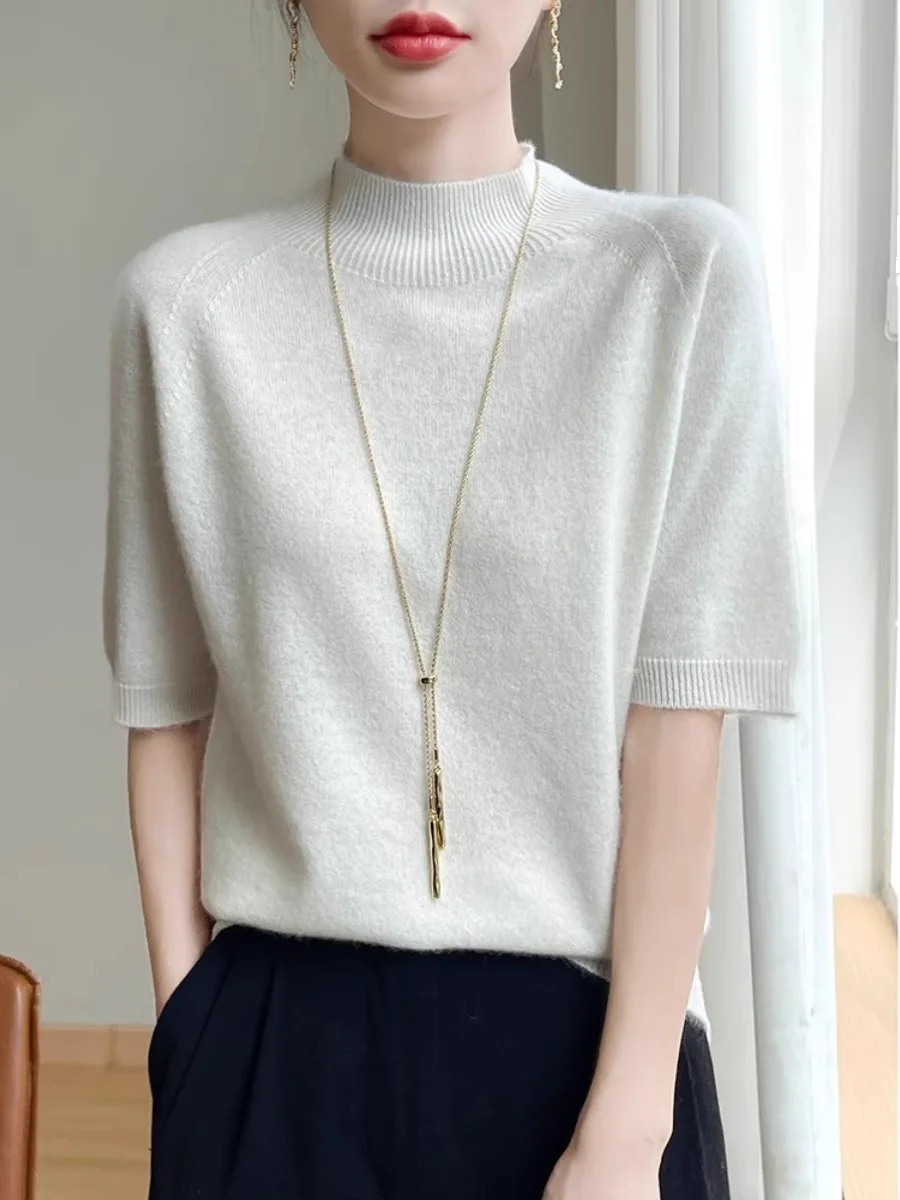 Spring 2025 Classic Versatile Half High Collar Wool Knitwear Short Sleeve Overhead Women's Top Base Shirt Commute Style Loose...
Spring 2025 Classic Versatile Half High Collar Wool Knitwear Short Sleeve Overhead Women's Top Base Shirt Commute Style Loose...