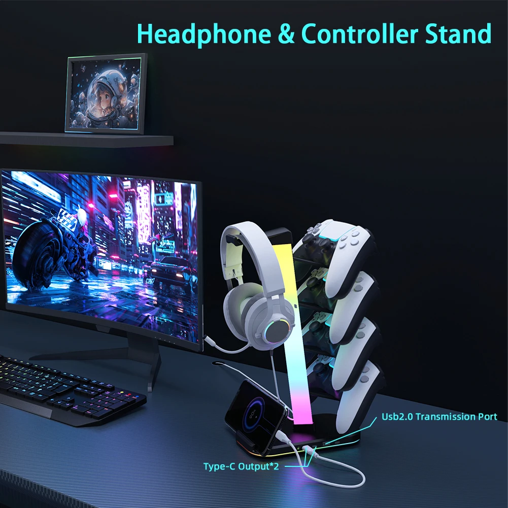 3 in 1 Headphone and Controller Stand 2 X Type-C & 1 X USB 2.0 Gaming Controller Headset Holder for Switch/Headphones/Controller
3 in 1 Headphone and Controller Stand 2 X Type-C & 1 X USB 2.0 Gaming Controller Headset Holder for Switch/Headphones/Controller